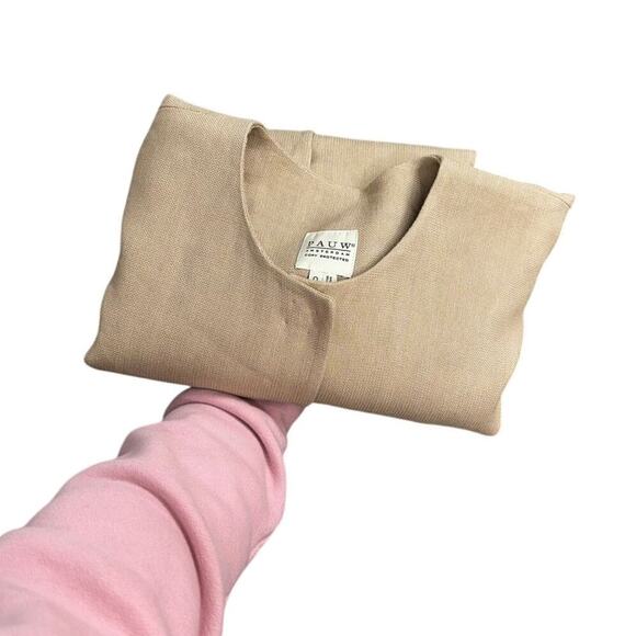 PAUW Linen Blend Tan Short Hidden Button Lightweight Blazer Pocket‎ No Collar 0 - Picture 13 of 13